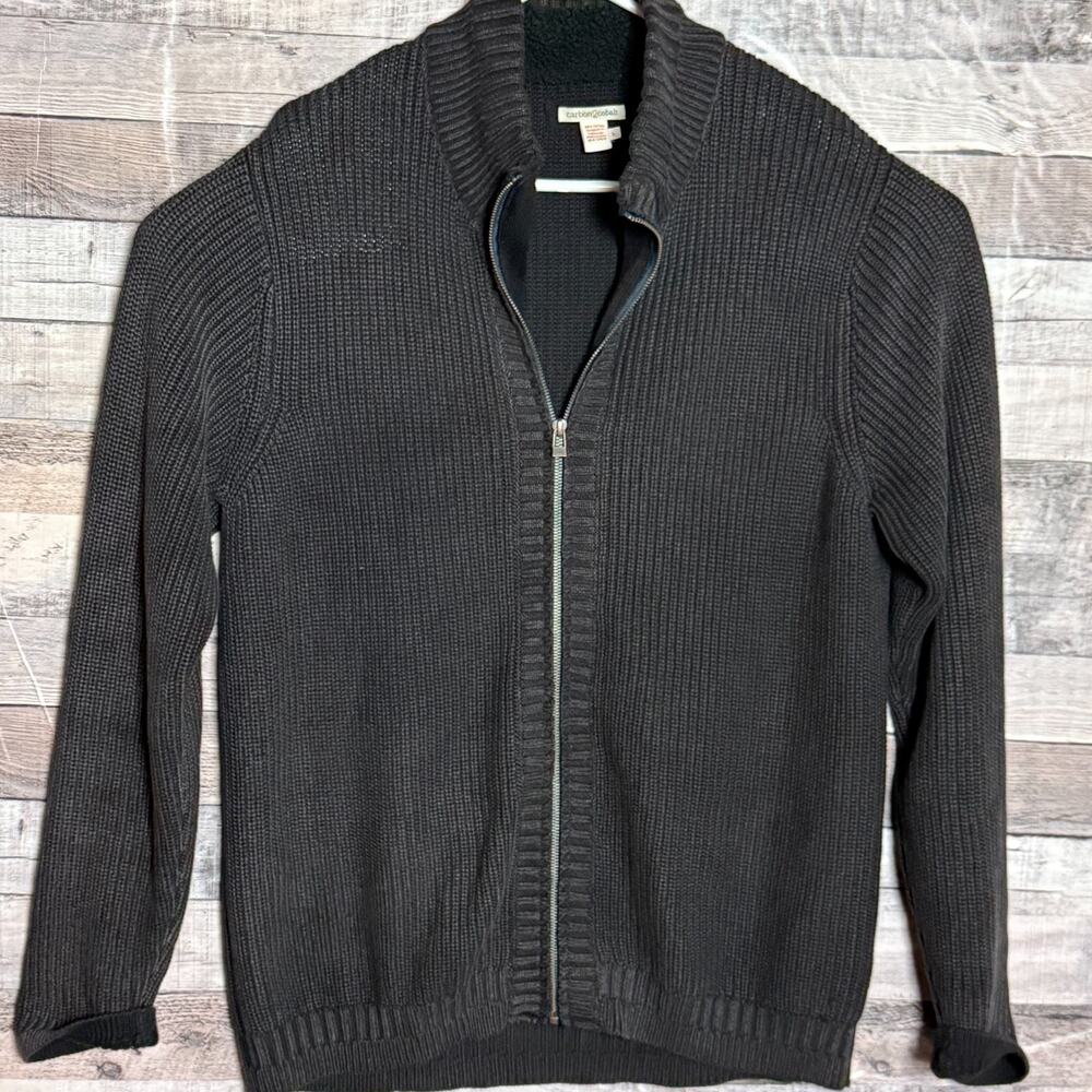Carbon 2 Cobalt Fisherman Sweater Full Zip Mock Neck Mens Large Gray Heavy